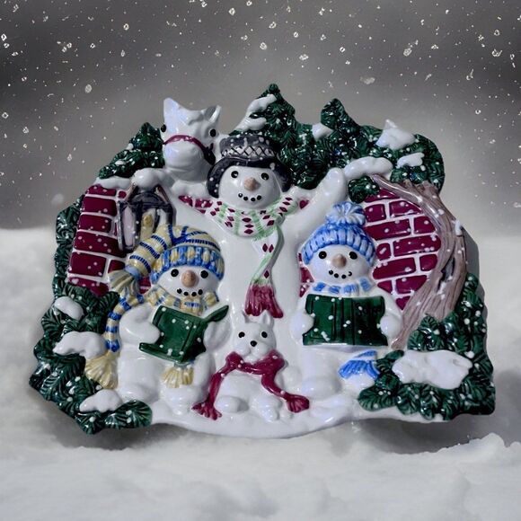 Fitz And Floyd “The Flurries Snowmen” Christmas Dish or Wall Platter HolidaDecor - Picture 1 of 16